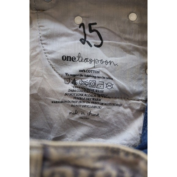 One X One Teaspoon Jeans Size 25 Distress Denim Flare Patched Frayed Grunge Emo - Picture 6 of 10